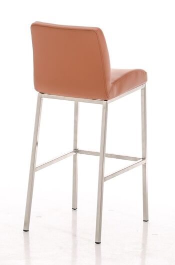 Santos E77 tabouret de bar brun clair 51x42,5x102 cuir artificiel brun clair acier inoxydable 3