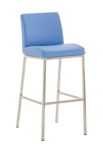 Tabouret de bar Santos E77 bleu 51x42,5x102 cuir artificiel bleu acier inoxydable 1