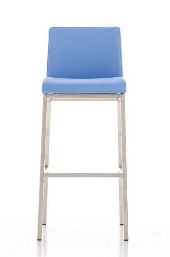 Tabouret de bar Santos E77 bleu 51x42,5x102 cuir artificiel bleu acier inoxydable 2