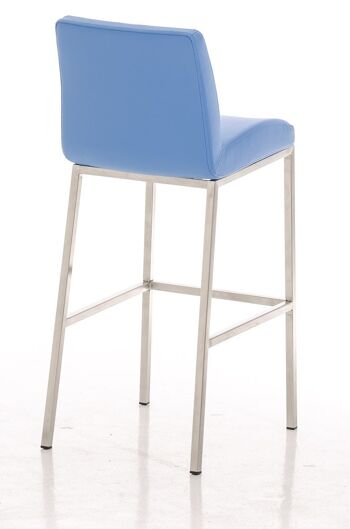 Tabouret de bar Santos E77 bleu 51x42,5x102 cuir artificiel bleu acier inoxydable 3