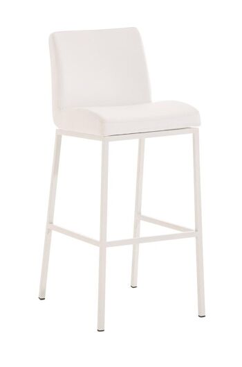 Tabouret de bar Santos W77 blanc 51x42,5x102 cuir artificiel blanc Métal blanc mat 1