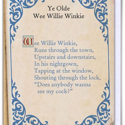 Wee Willie Winkie Rude Nursery Rhyme Card