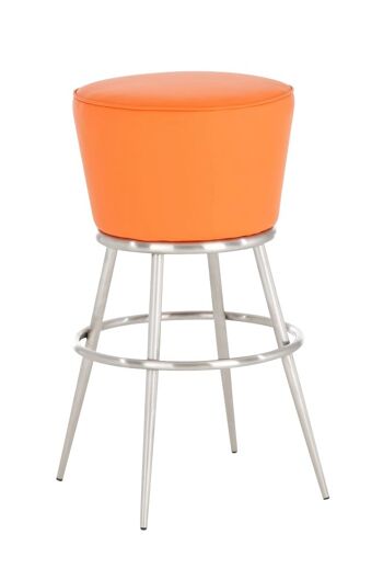 Tabouret de bar Laos E80 orange 56x56x80 cuir artificiel orange acier inoxydable 1