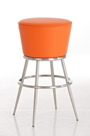 Tabouret de bar Laos E80 orange 56x56x80 cuir artificiel orange acier inoxydable 2