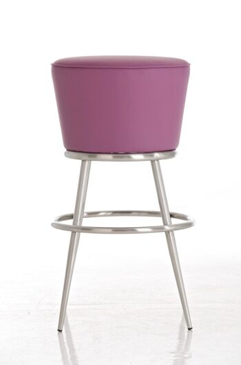 Tabouret de bar Laos E80 violet 56x56x80 cuir artificiel violet acier inoxydable 3