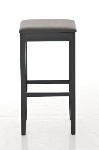 Tabouret de bar Maru brun noir 40x40x77 cuir artificiel brun noir Bois 2