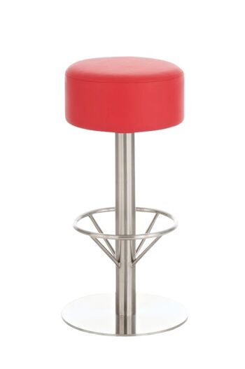 Tabouret de bar Pisa E85 rouge 38x38x85 cuir artificiel rouge métal 1