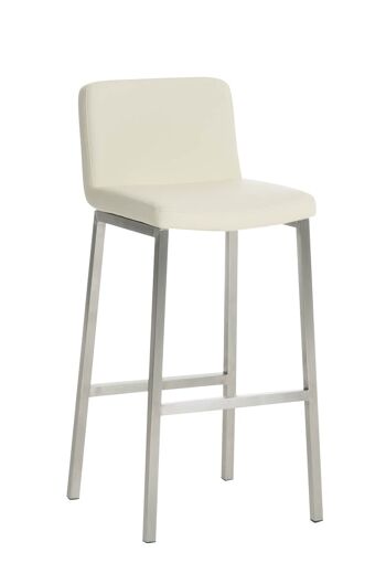 Tabouret de bar Vagos cuir artificiel E77 crème 41x41x102 crème acier inoxydable acier inoxydable 1