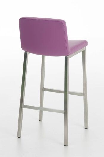 Tabouret de bar Vagos cuir artificiel E77 violet 41x41x102 violet acier inoxydable acier inoxydable 4