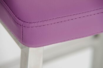 Tabouret de bar Vagos cuir artificiel E77 violet 41x41x102 violet acier inoxydable acier inoxydable 7