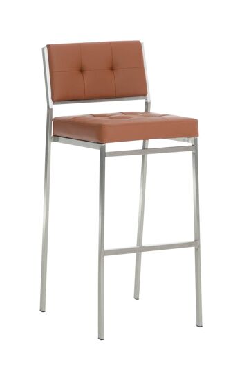 Tabouret de bar Capri E77 marron clair 48x41x101 cuir artificiel marron clair acier inoxydable 1