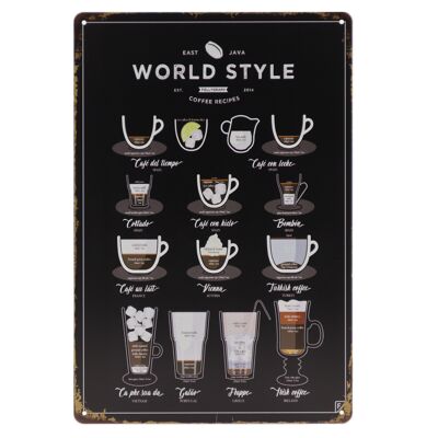 World style metalen bord 20x30cm