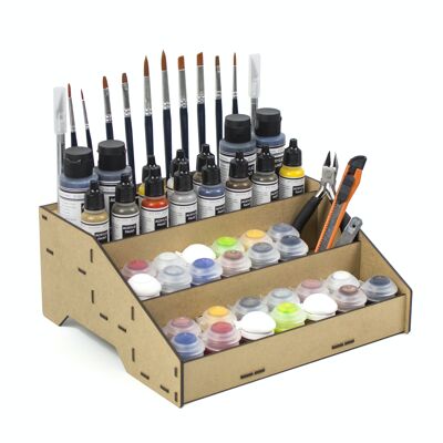 Organizador de pinturas modelismo. Kit soporte organizador compatible con pinturas y pinceles Citadel, Vallejo, Tamiya o Army Painter entre otros ideal para miniaturas, modelismo o Warhammer