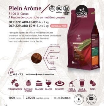 CACAO BARRY - PLEIN AROME - Poudre de Cacao : 100% cacao, riche en matière grasse, alcalinisée - 5 kg 1