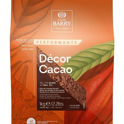 CACAO BARRY - GAMME PERFORMANTE  -  DECOR CACAO - 1 KG - POUDRE DE CACAO :  100% Cacao, Alcalinisée,  riche en matière grasse