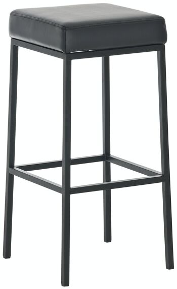 Tabouret de bar Montréal B85 noir 37x37x85 simili cuir noir métal 1