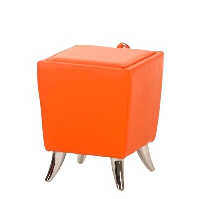 Taburete Roxy naranja 36x36x45 polipiel naranja Metal cromado