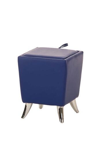 Tabouret Roxy bleu 36x36x45 simili cuir bleu Métal chromé 1