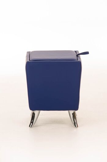 Tabouret Roxy bleu 36x36x45 simili cuir bleu Métal chromé 2