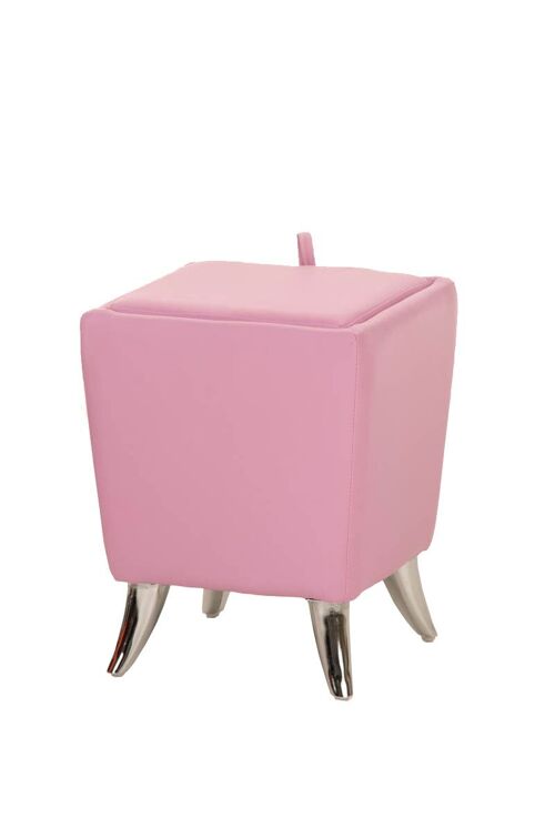 Krukje Roxy roze 36x36x45 roze kunstleer Verchroomd metaal