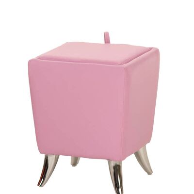 Hocker Roxy rosa 36x36x45 rosa Kunstleder Verchromtes Metall