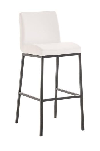 Tabouret de bar Santos B77 blanc 51x42,5x102 cuir artificiel blanc Métal noir mat 1