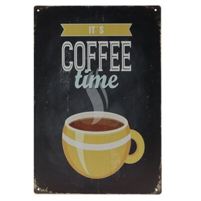 Coffee time metalen bord 20x30cm