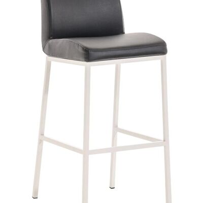 Tabouret de bar Santos W77 noir 51x42,5x102 cuir artificiel noir Métal blanc mat