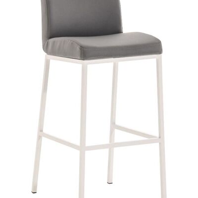 Sgabello da bar Santos W77 Grigio 51x42,5x102 Similpelle grigia Metallo bianco opaco