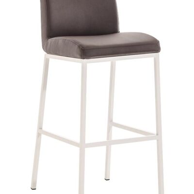 Tabouret de bar Santos W77 marron 51x42,5x102 cuir artificiel marron Métal blanc mat