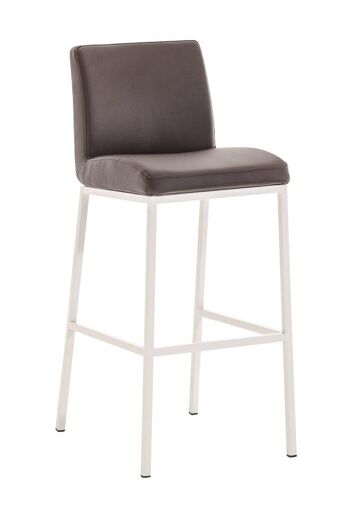 Tabouret de bar Santos W77 marron 51x42,5x102 cuir artificiel marron Métal blanc mat 1