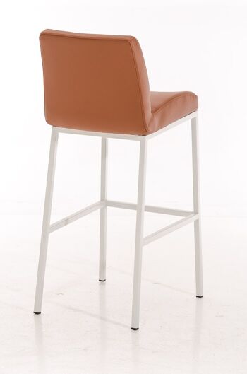 Santos W77 tabouret de bar marron clair 51x42,5x102 cuir artificiel marron clair Métal blanc mat 3