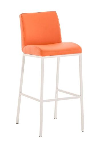 Tabouret de bar Santos W77 orange 51x42,5x102 simili cuir orange Métal blanc mat 1