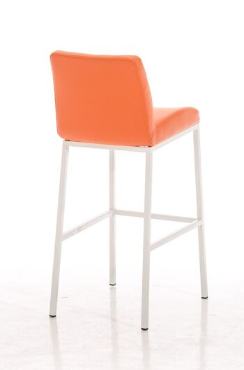 Tabouret de bar Santos W77 orange 51x42,5x102 simili cuir orange Métal blanc mat 3