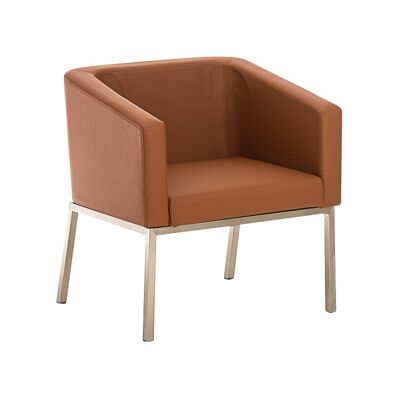 Armchair Nala light brown 58x65x73 light brown artificial leather stainless steel