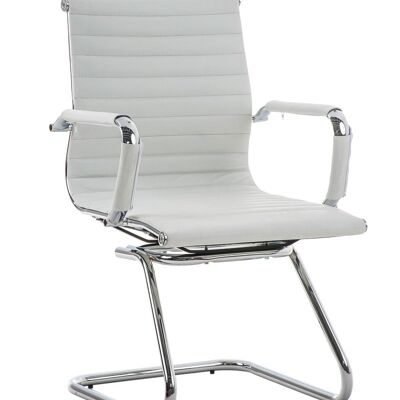 Chaise visiteur romaine cuir véritable blanc 59x48x95 cuir véritable blanc