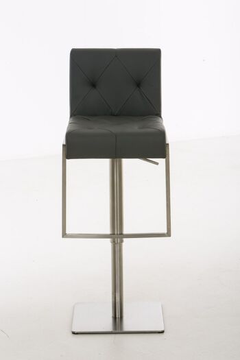 Tabouret de bar Toronto Grey 45x42x89 Similicuir gris acier inoxydable 2