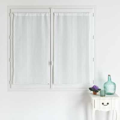 Pair of Fancy Etamine Woven Stripes Glazing - White - 045 X 120 cm