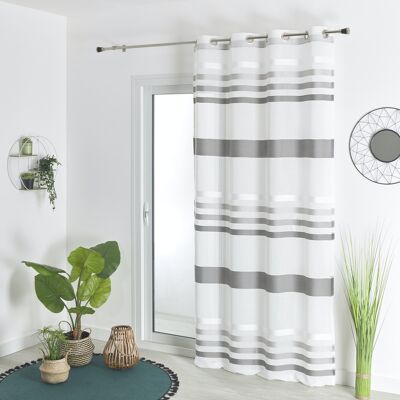 Bayadere Stripe Etamine Curtain - Gray - 140 X 260 cm