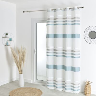 Bayadere Stripe Cheesecloth Sheer - Artic Blue - 140 X 260 cm