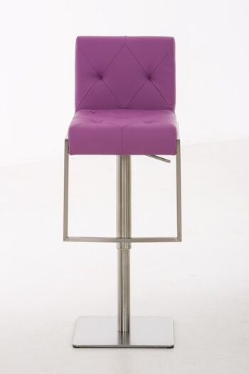 Tabouret de bar Toronto violet 45x42x89 cuir artificiel violet acier inoxydable 2