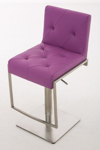 Tabouret de bar Toronto violet 45x42x89 cuir artificiel violet acier inoxydable 5