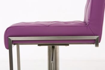 Tabouret de bar Toronto violet 45x42x89 cuir artificiel violet acier inoxydable 6