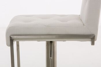 Tabouret de bar Toronto tissu blanc 45x42x89 cuir artificiel blanc acier inoxydable 6