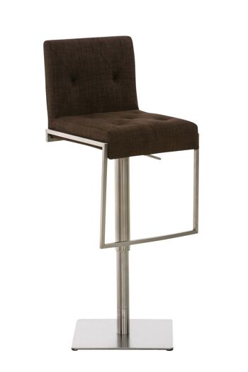 Tabouret de bar Toronto tissu marron 45x42x89 simili cuir marron inox 1