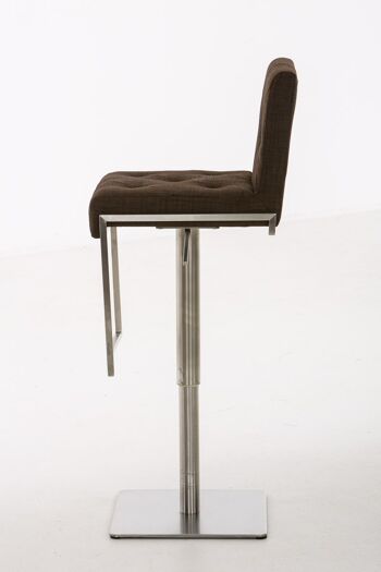 Tabouret de bar Toronto tissu marron 45x42x89 simili cuir marron inox 3