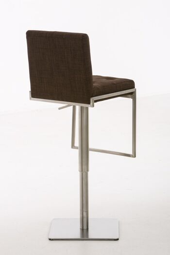 Tabouret de bar Toronto tissu marron 45x42x89 simili cuir marron inox 4