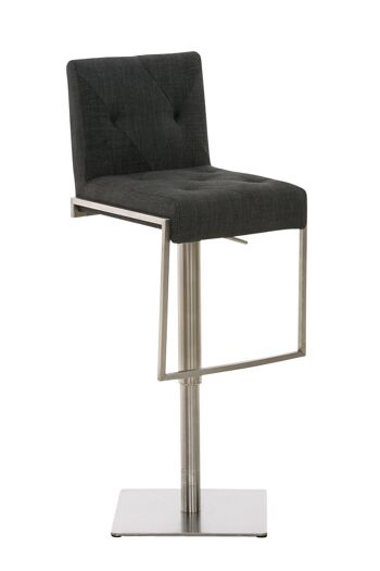 Tabouret de bar Toronto tissu gris foncé 45x42x89 cuir artificiel gris foncé acier inoxydable 1