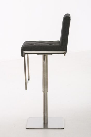 Tabouret de bar Toronto tissu gris foncé 45x42x89 cuir artificiel gris foncé acier inoxydable 3