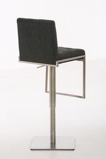 Tabouret de bar Toronto tissu gris foncé 45x42x89 cuir artificiel gris foncé acier inoxydable 4